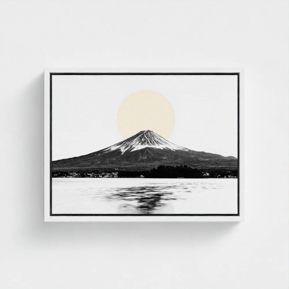 Mount Fuji & Lake Kawaguchiko –  White Fine Art Print & Zen Decor