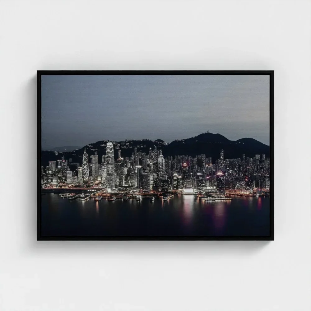 victoria-harbour-at-magic-hour-a1-black-framed-canvas.webp
