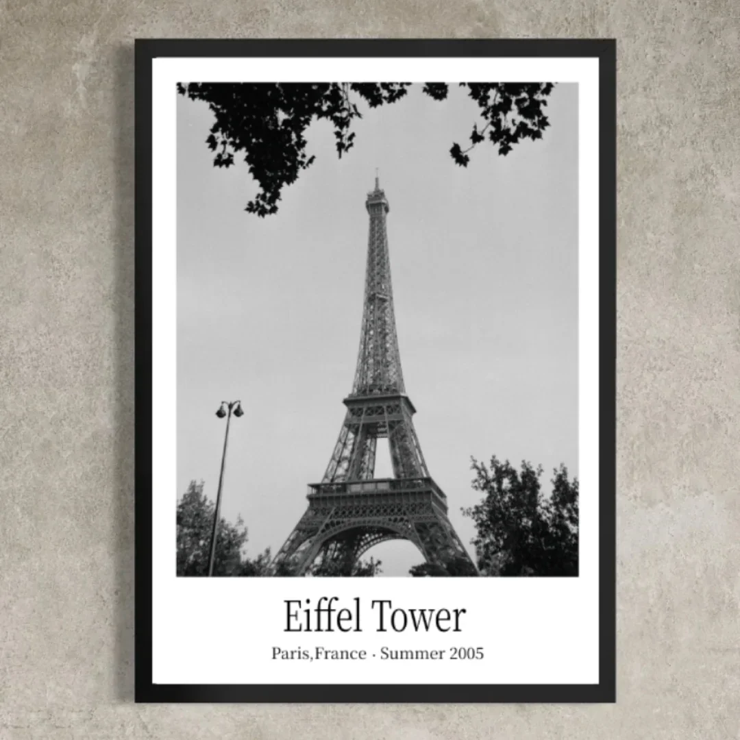 Eiffel Tower Paris 2005 Black and White Exhibition Poster