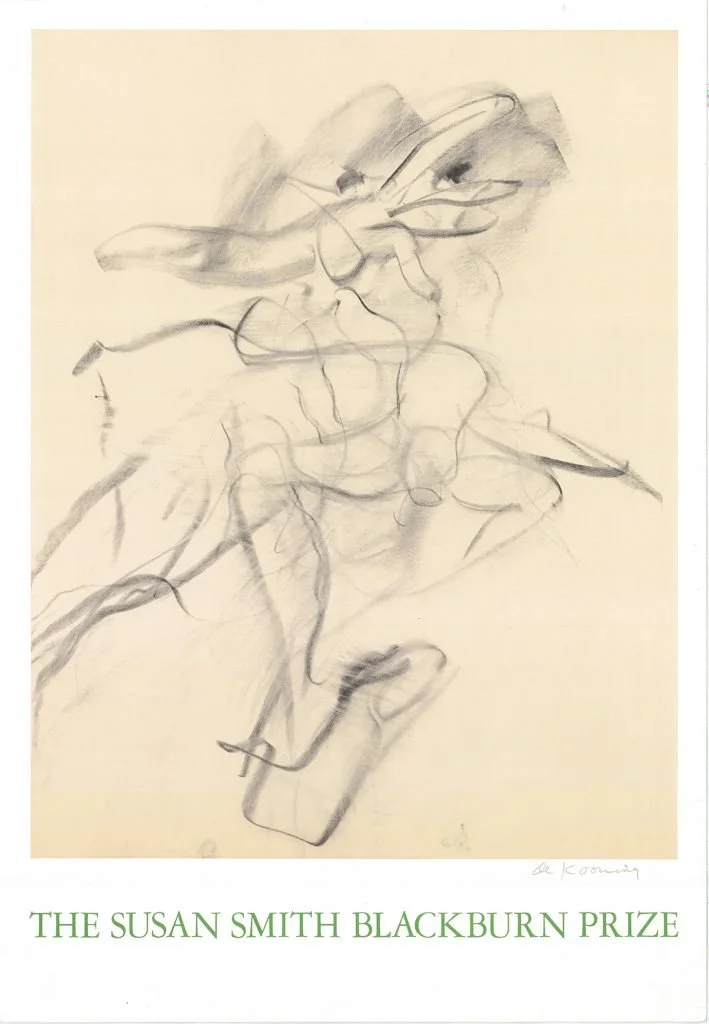A sketch of a loosely drawn face with abstract lines and shading, with the text 'The Susan Smith Blackburn Prize' at the bottom.