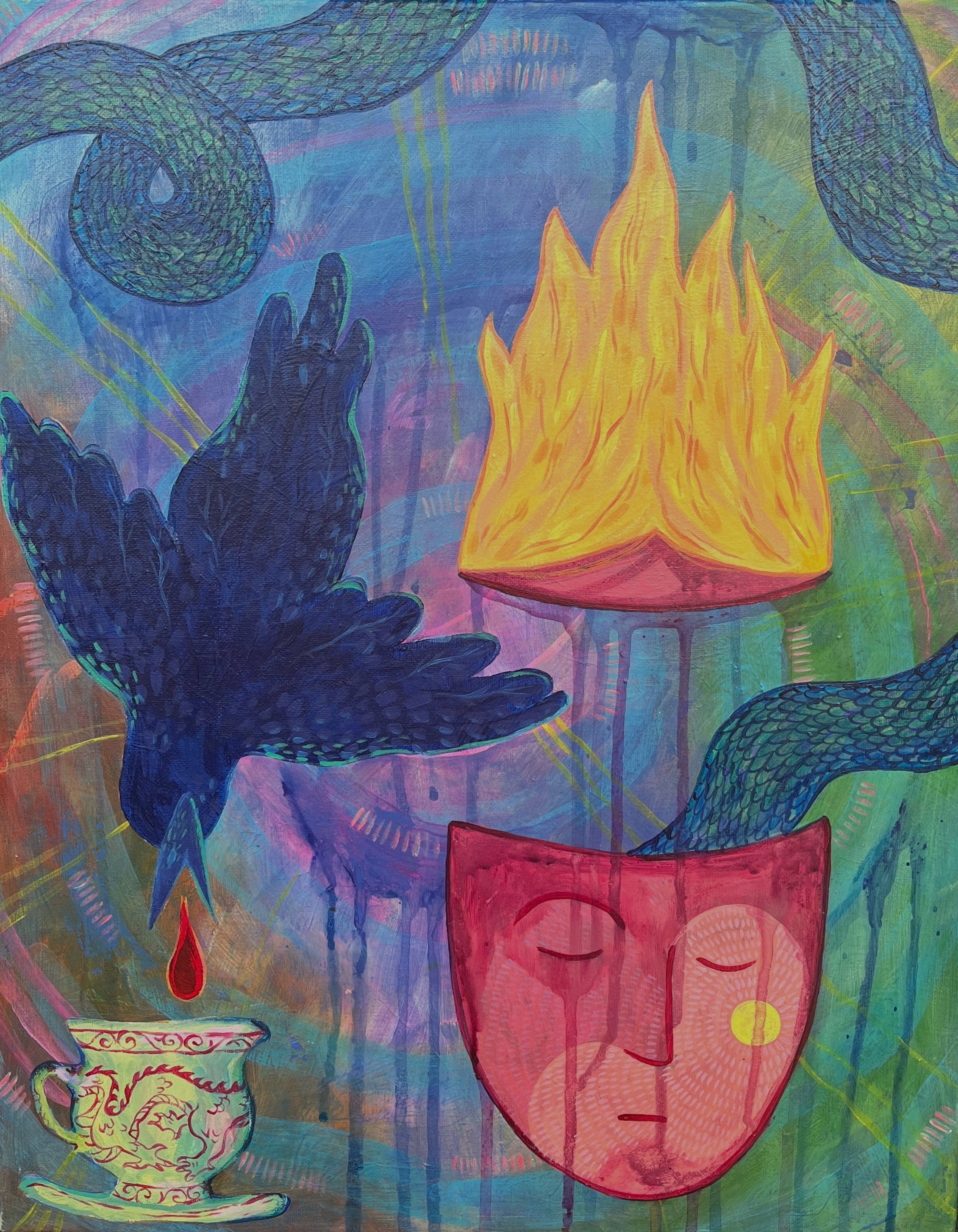 Letting. 2025. Acrylic on canvas. 16"x20".