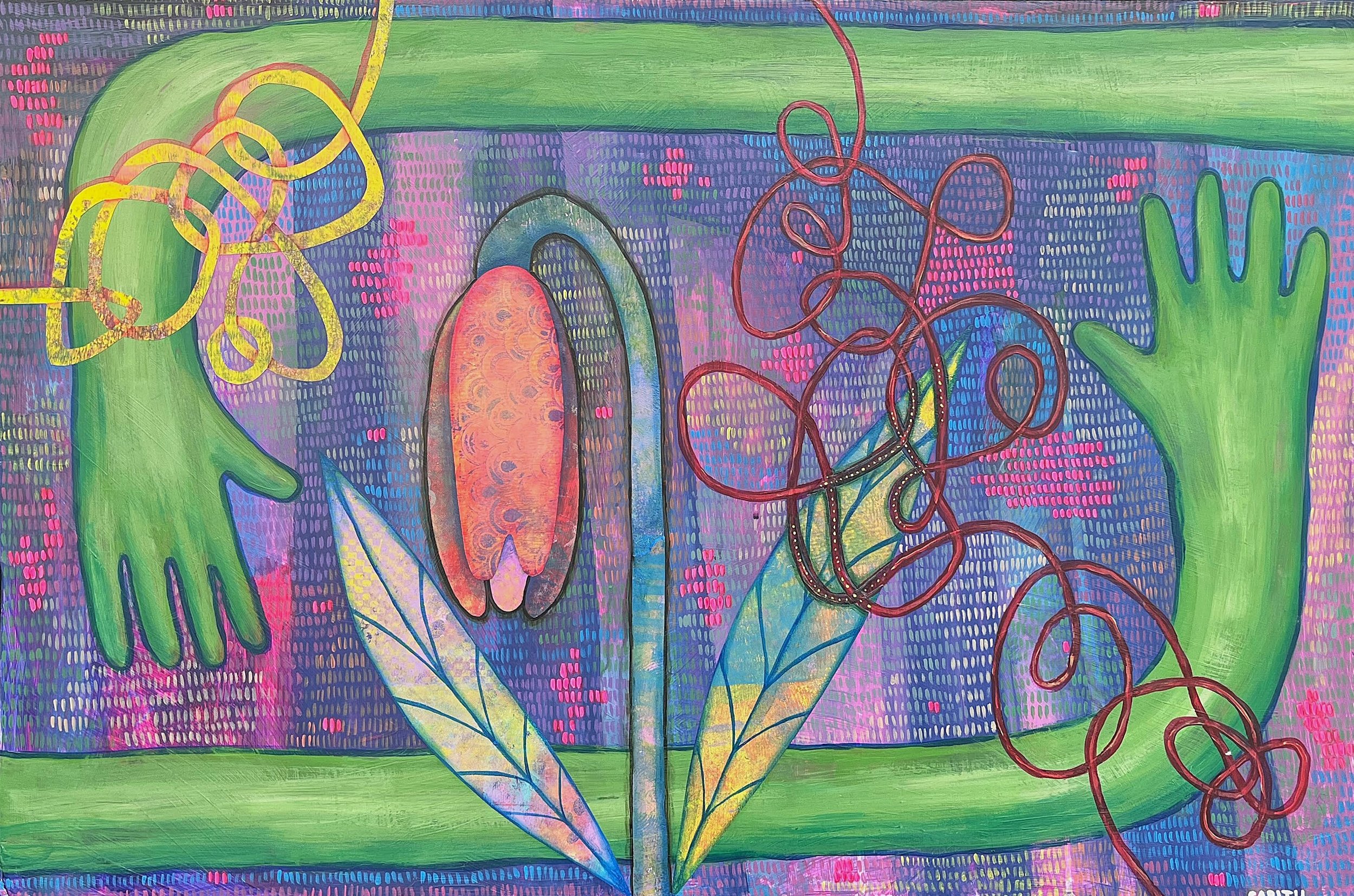 Untitled (disentangling). 2025. Acrylic on foam board. 30"x20".