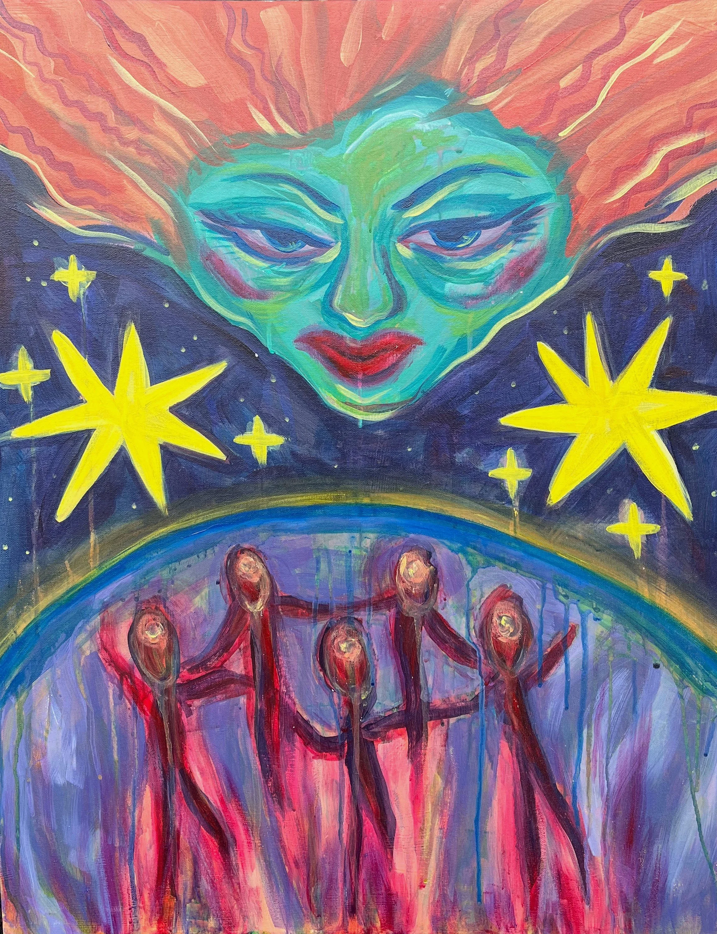 Ceremony. 2021. Acrylic on canvas board. 22"x28".