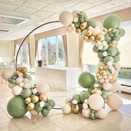 Green and Beige Circular Balloon Garland