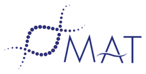 Logo with a stylized, dotted DNA strand on the left and 'MAT' in blue text on the right.