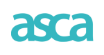 Logo bleu d'ASCA sur fond blanc.