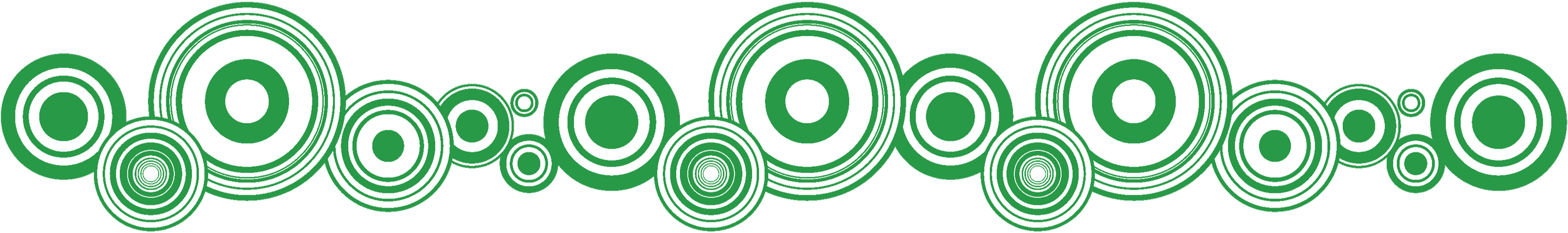 Green and white concentric circles pattern on black background.
