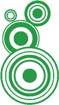 Abstract green and white concentric circles and rings design.