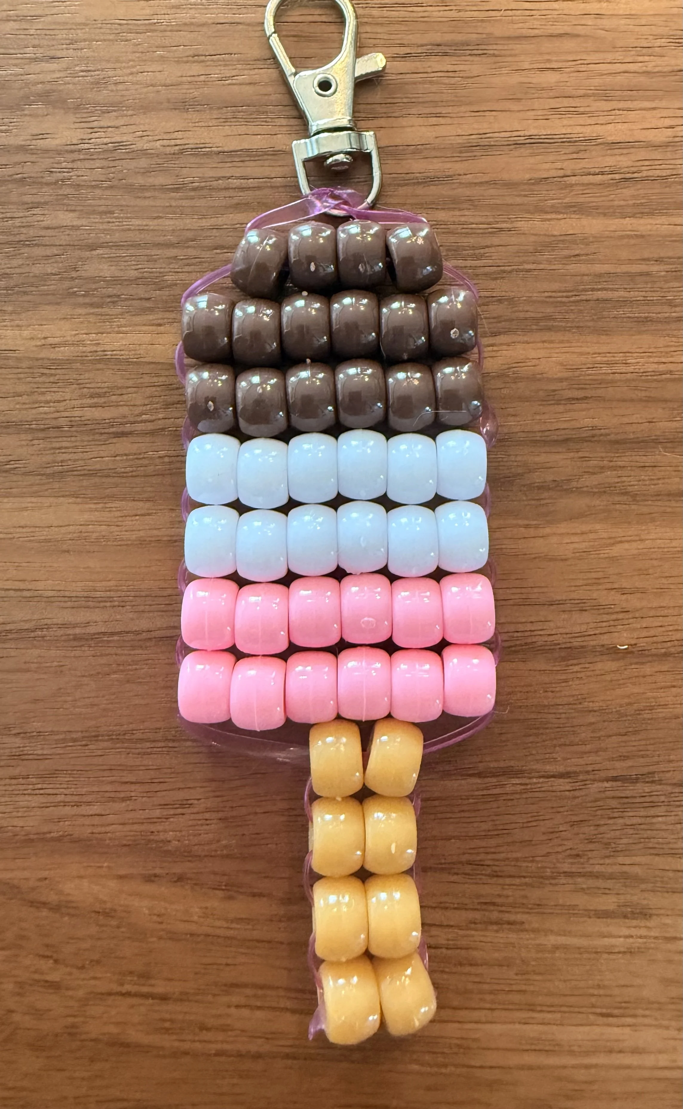 Neapolitan Ice Cream Kandi Keychain