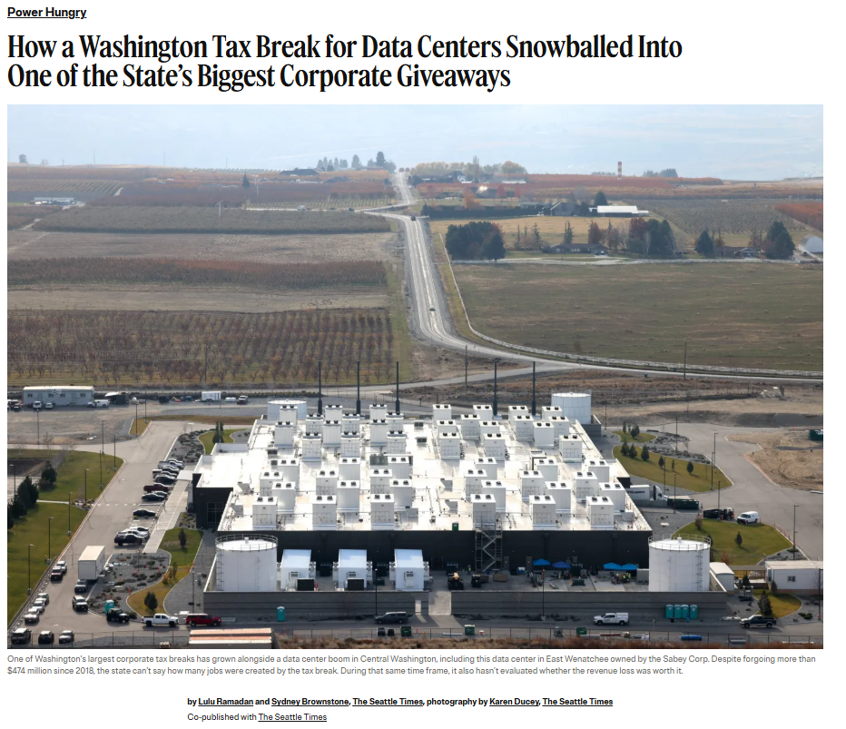 Tax Breaks for Data Centers =  Biggest Corporate Giveaways