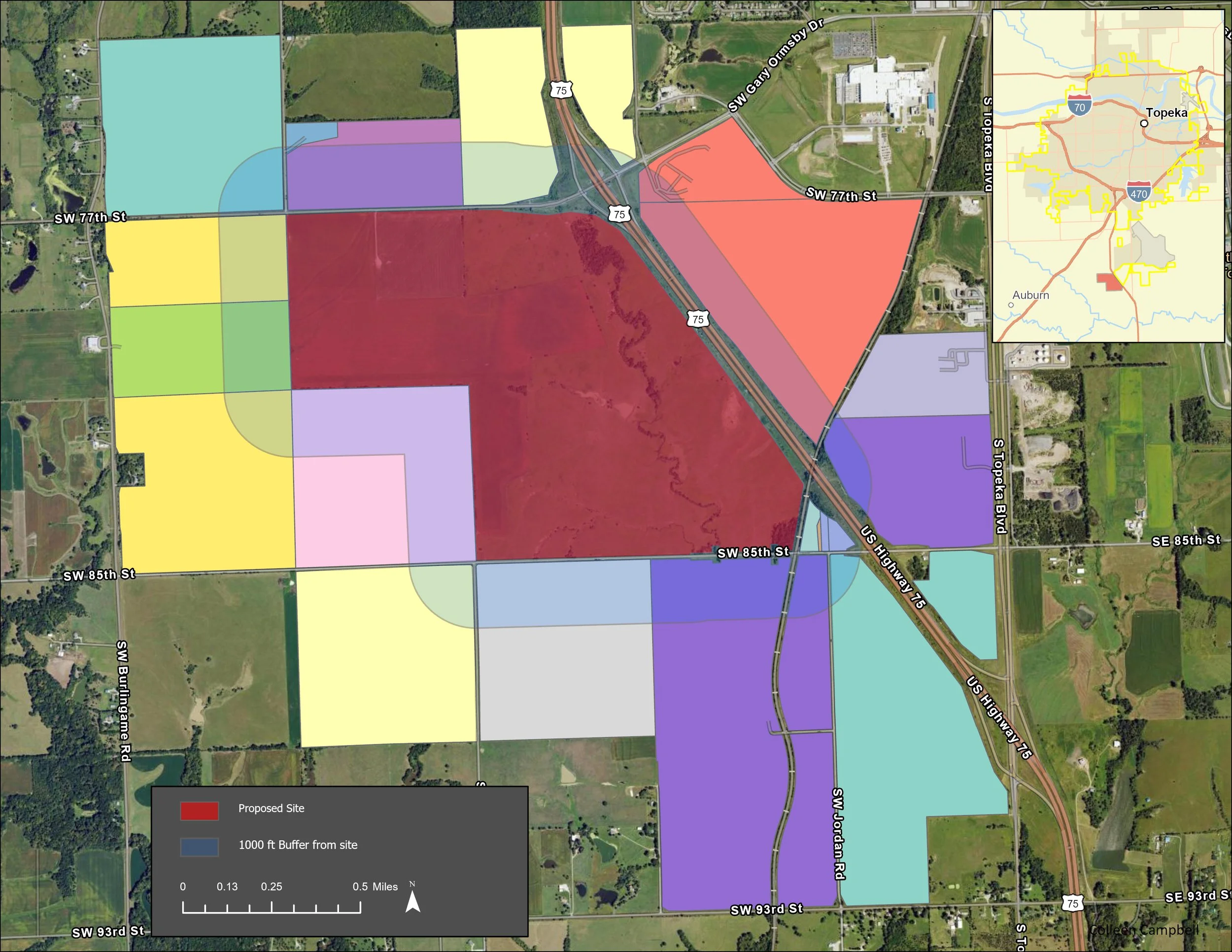 Map of neighbors surrounding proposed data center location.