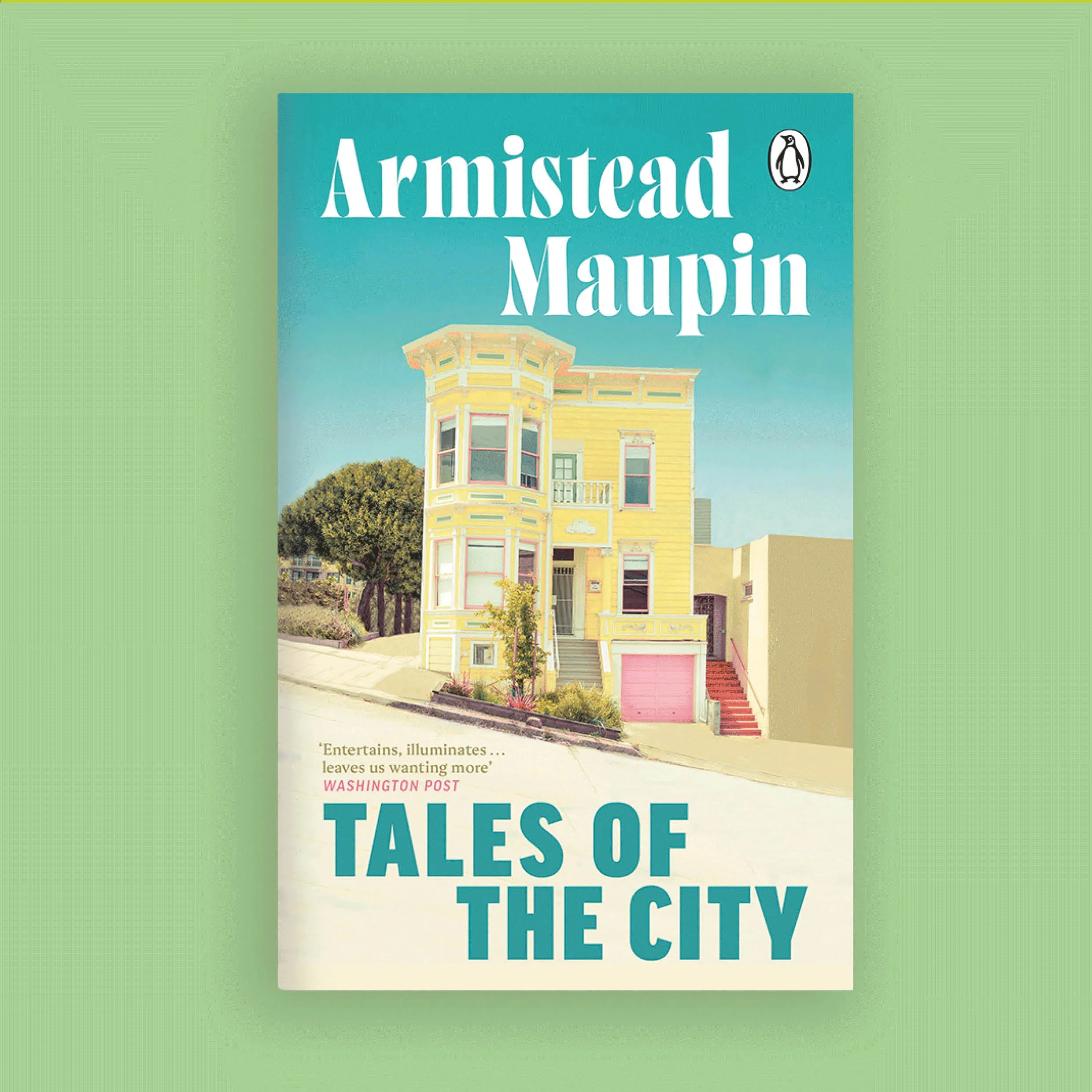 The cover of a magazine or brochure featuring a yellow Victorian-style house with a turret, large windows, a front porch, and a garden with bushes and trees. The background of the cover is sky blue with an overhanging roof. The title reads 'Tales of 