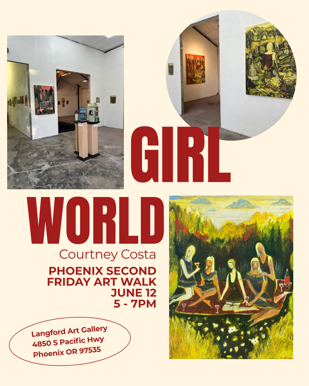 Phoenix Second Phriday Art Walk Event, Girl World, Langford Art Gallery, Phoenix OR 