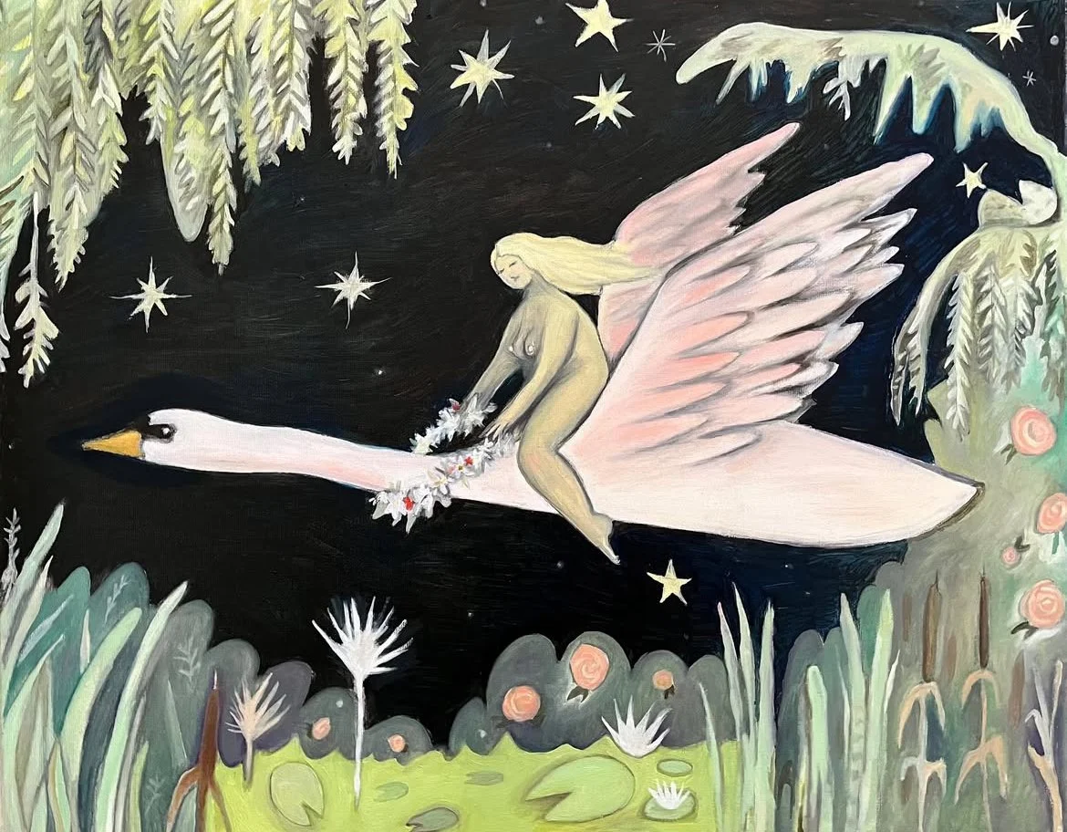 Riding A Swan, 2023 | oil on canvas | 16x20 inches