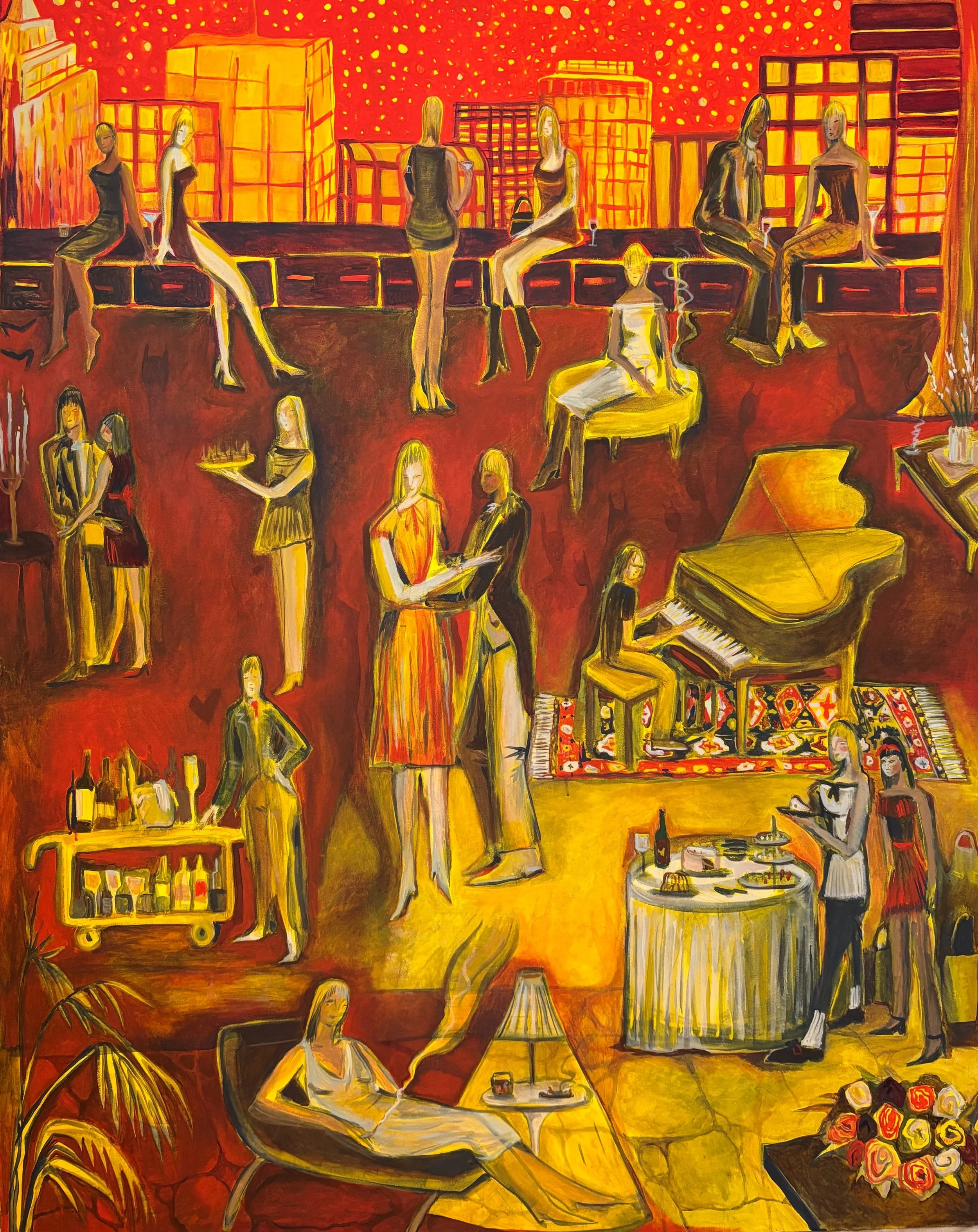 Holiday Party At The Penthouse,
2025, acrylic on canvas, 60x48 inches