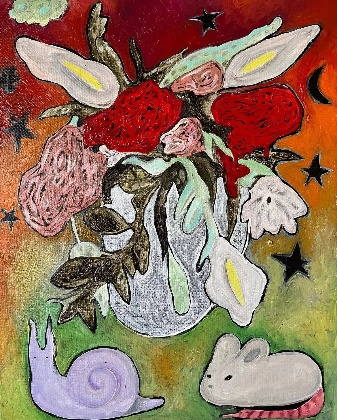 Snail and Mouse, 2022 | oil on canvas | 20x16 inches