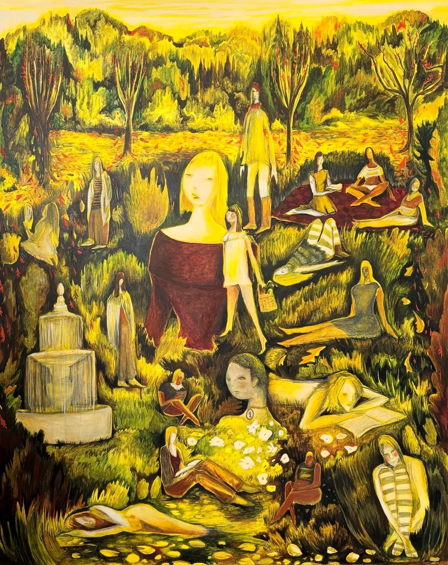 Reading In Girl Park (2025), acrylic on canvas, 60x48 inches