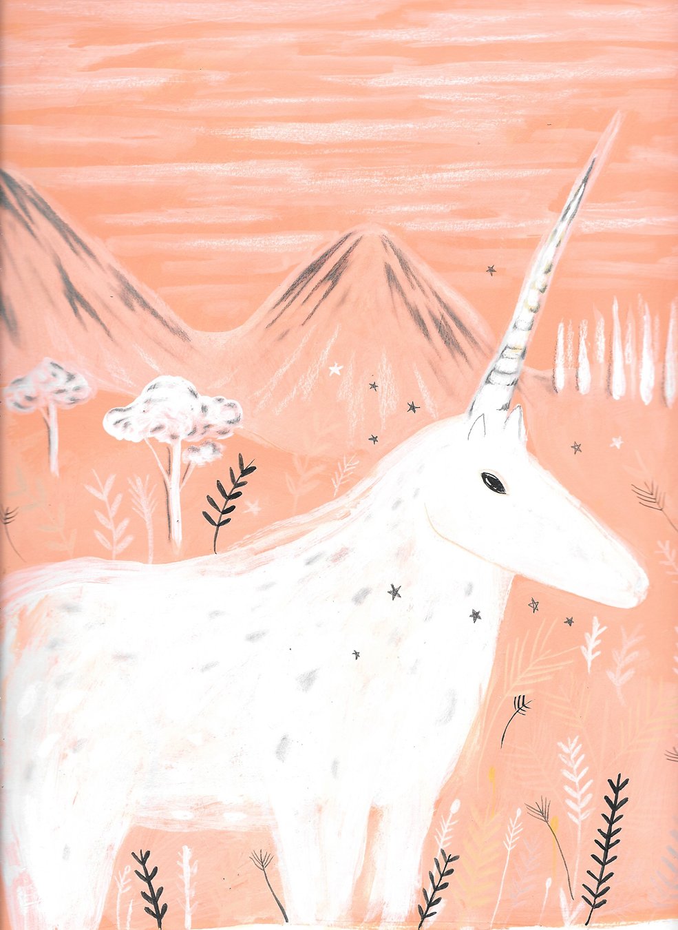 Unicorn, 2019 | Gouache, colored pencil, graphite, acrylic on paper | 12x9 inches
