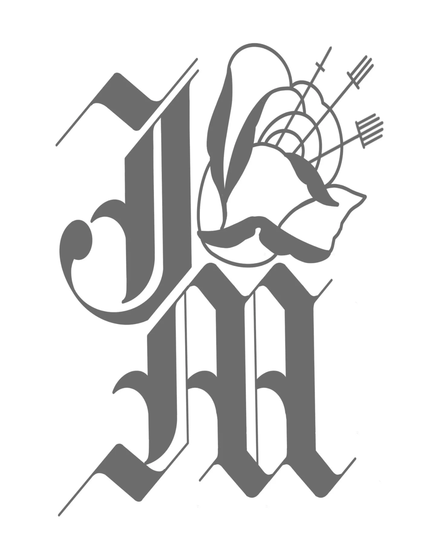 A grayscale illustration combining a chess knight piece, a mountain range, a target with arrows hitting the center, a book, and stylized abstract shapes.