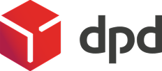 DPD logo with a red cube and black text