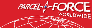 Parcel Force Worldwide logo with red and white text and a stylized compass symbol