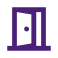 Simple purple icon of a theater stage with curtains and a proscenium arch