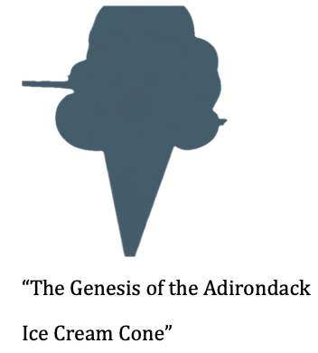 Silhouette of an ice cream cone with the text 'The Genesis of the Adirondack Ice Cream Cone' underneath.