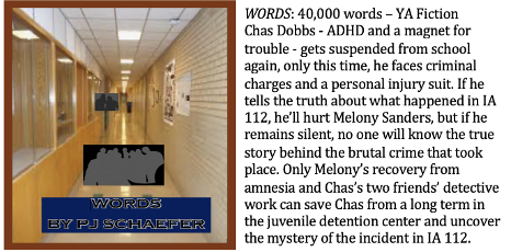 A page from a book or paper about YA fiction involving characters Chas Dobbs and Melony Sanders, featuring a block of text and an image of a scene from a story.