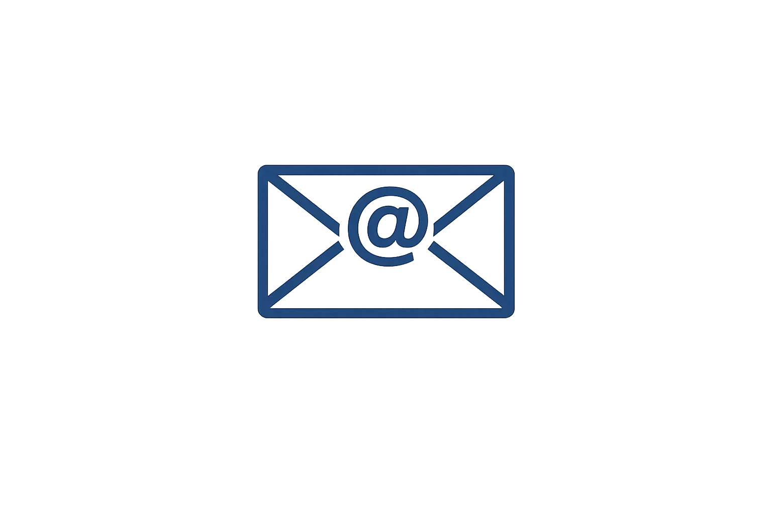 An illustration of an email envelope with an @ symbol in the center.