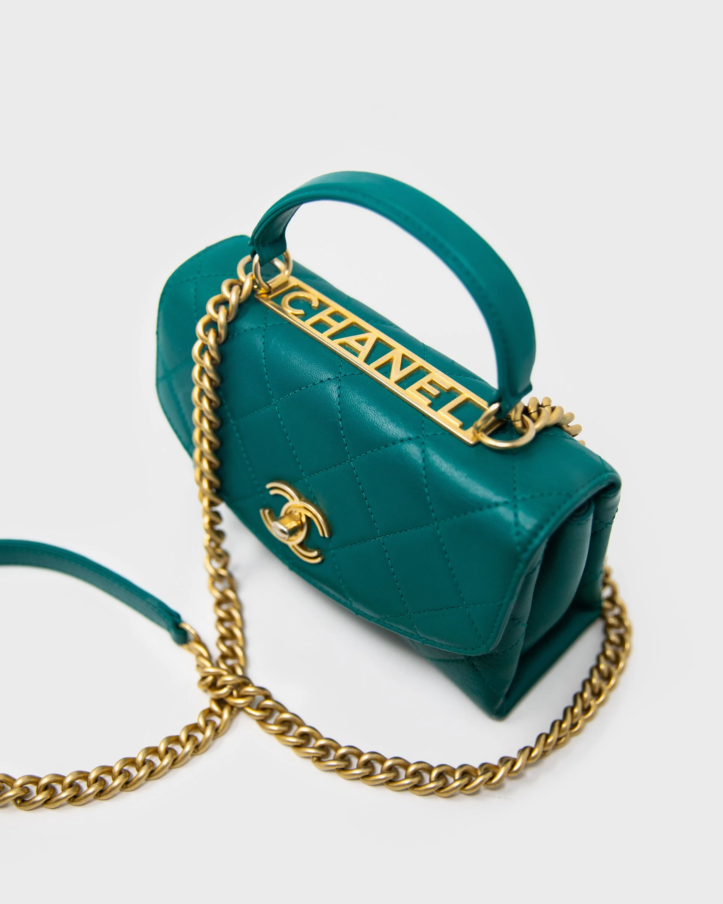Chanel Teal Lambskin Quilted Spirit Trendy Small Top Handle Flap Bag [3].jpg