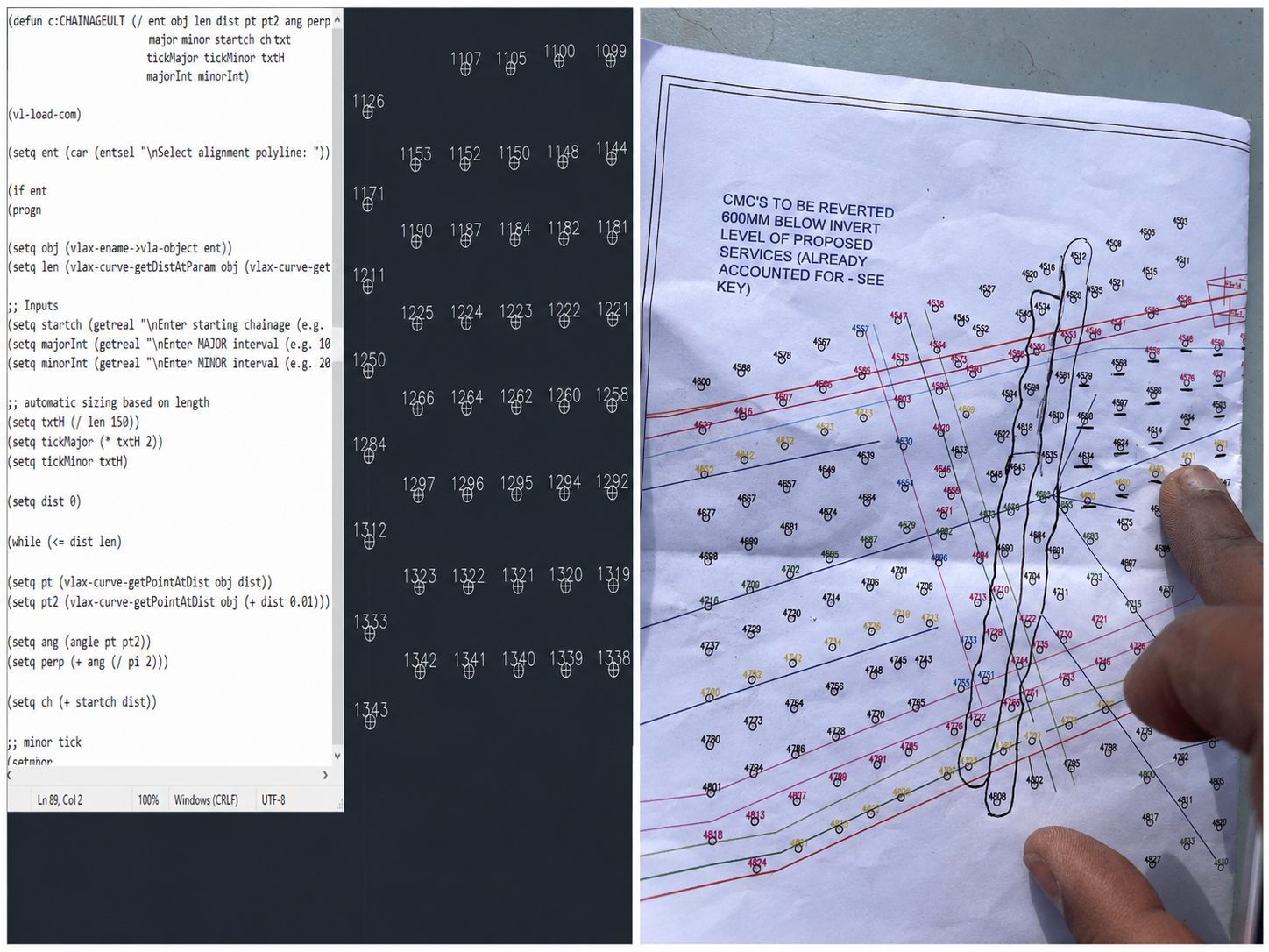 AutoCAD setting out information and CMC pile schedule drawings