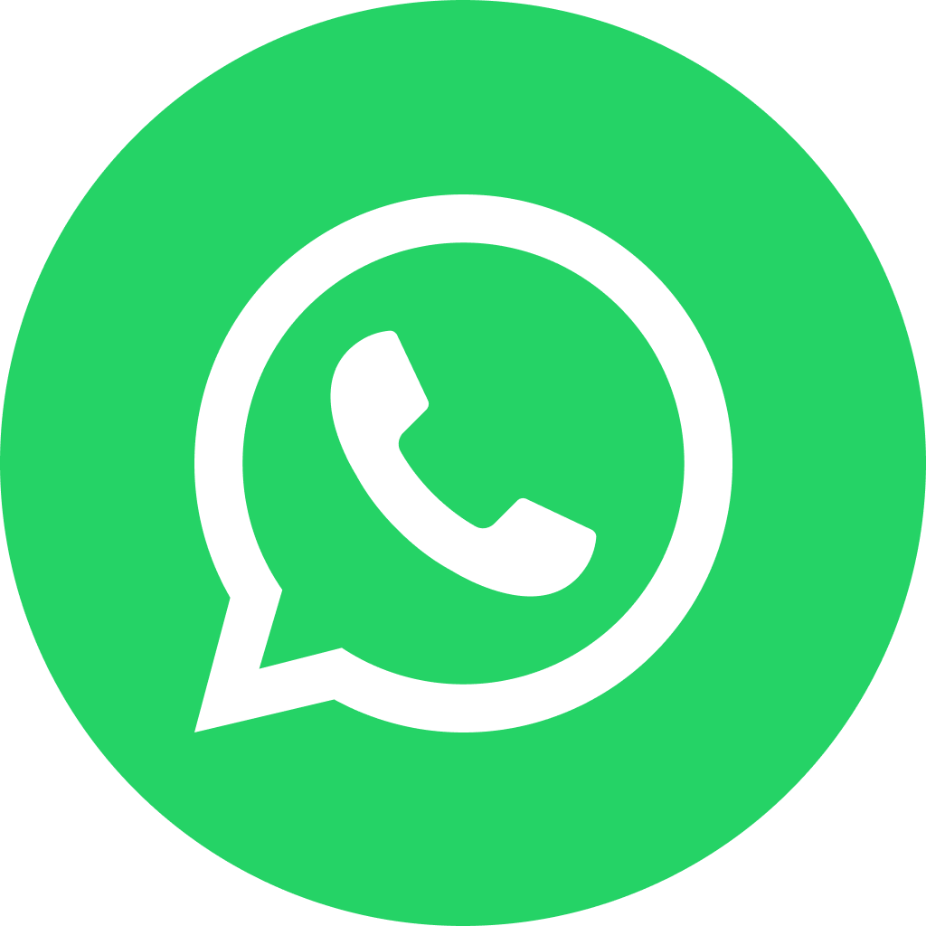 Green circular WhatsApp logo with a white speech bubble and a white telephone handset inside.