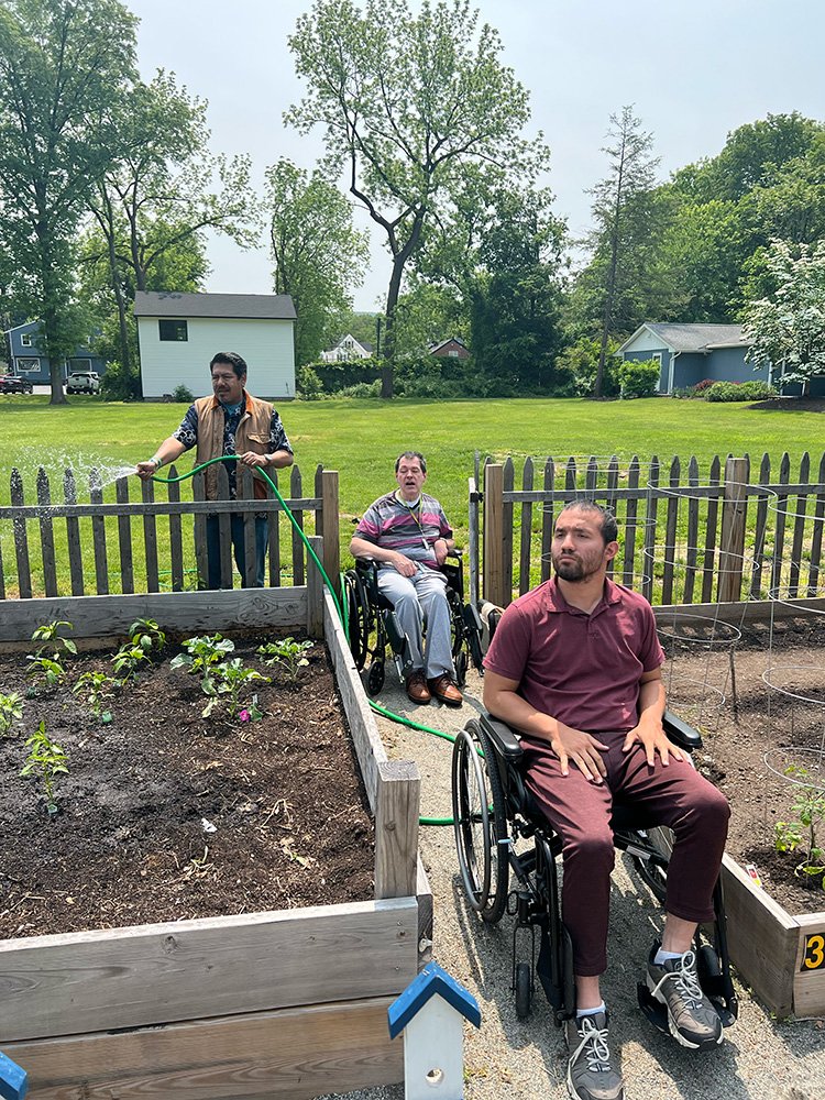 Individuals at the garden