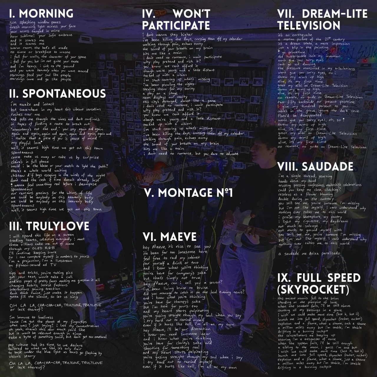 Lyric insert for the Lacquer vinyl