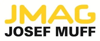 Logo mit gelben und schwarzen Texten, der JMAG und JOSEF MUFF schreibt.