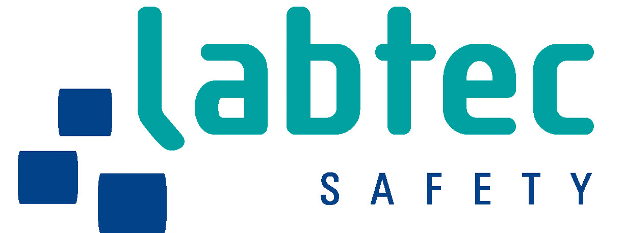 Das Logo von Labtec Safety mit blauen Quadraten und dem Markennamen.