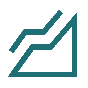 A stylized line graph with three rising lines on a black background.