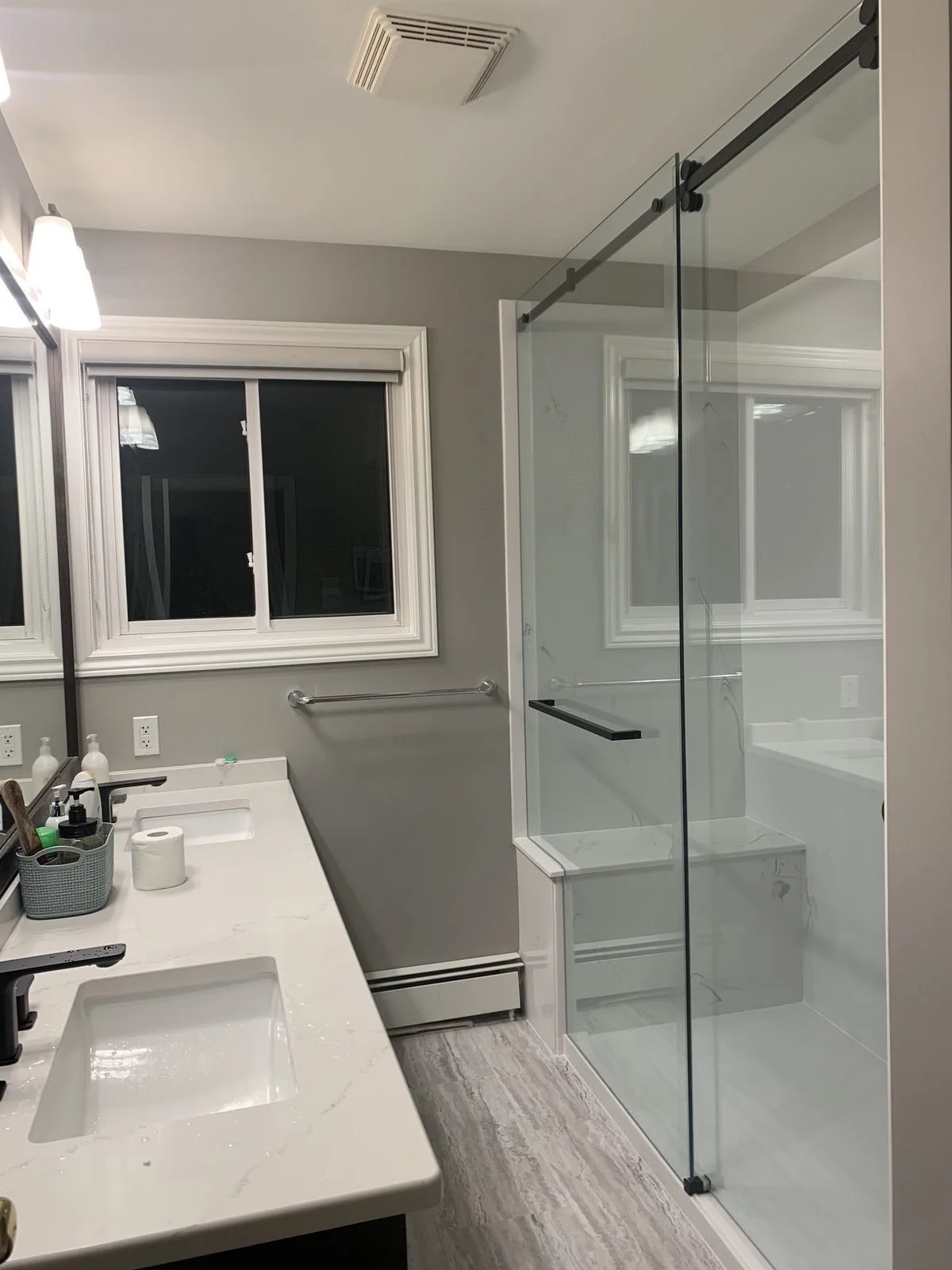 Accessible bathroom with custom shower bench