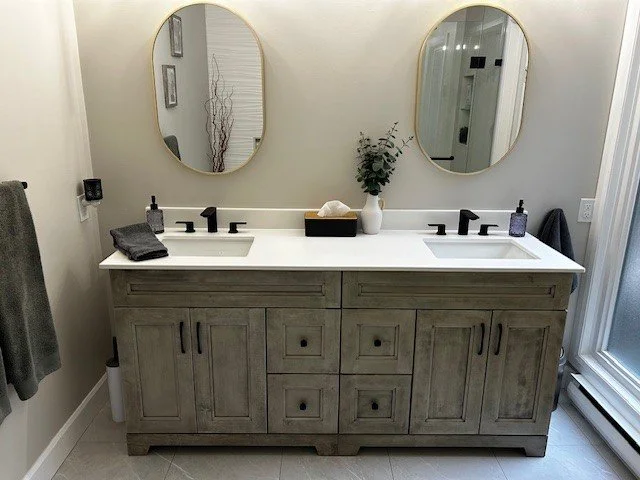 Custom bathroom cabinetry and vanity