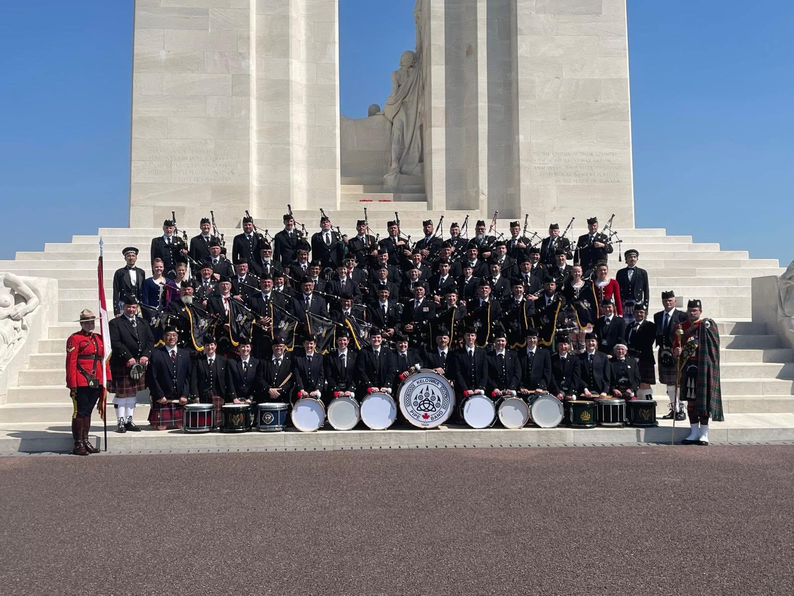 Kelowna Pipe Band at the Canadian National Vimy Memorial, 2025