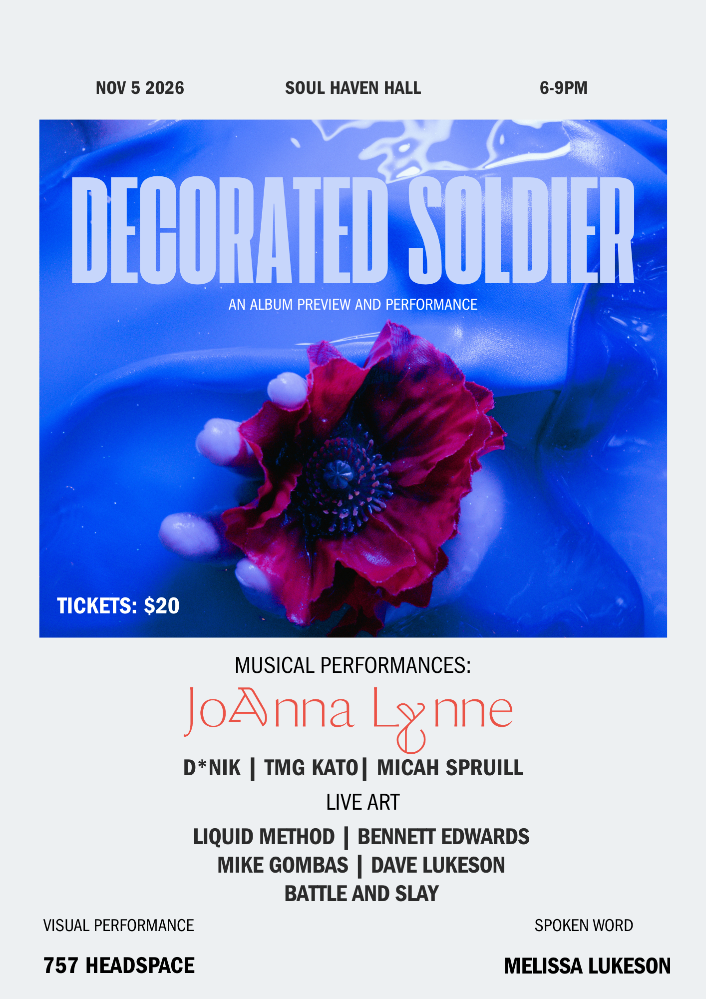Purchase a ticket to the Decorated Soldier Album Release Party.