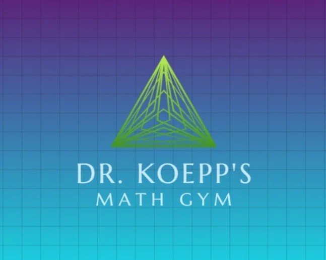 Logo for Dr. Koepp's Math Gym: Tutoring and enrichment to meet students' needs.