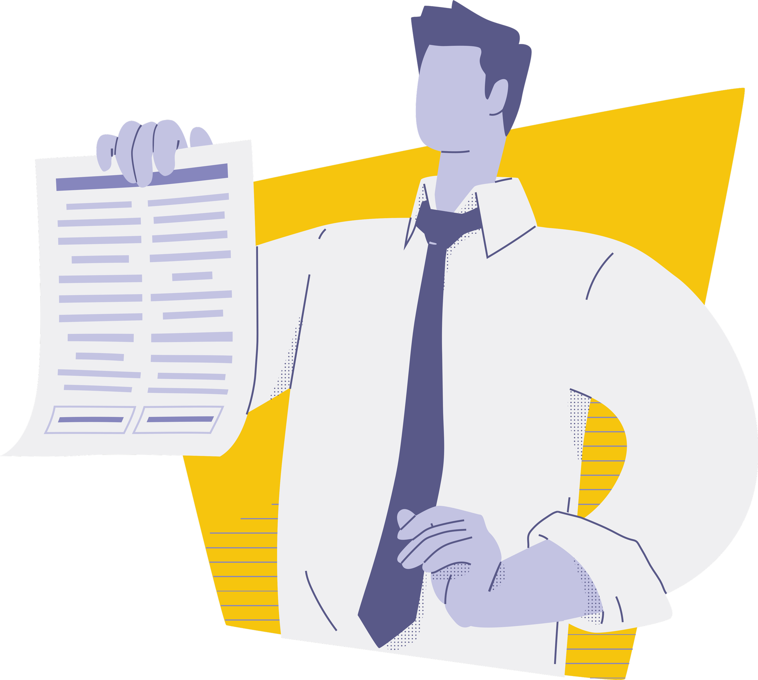 Man holding paper. Illustration by Makmun Arif.