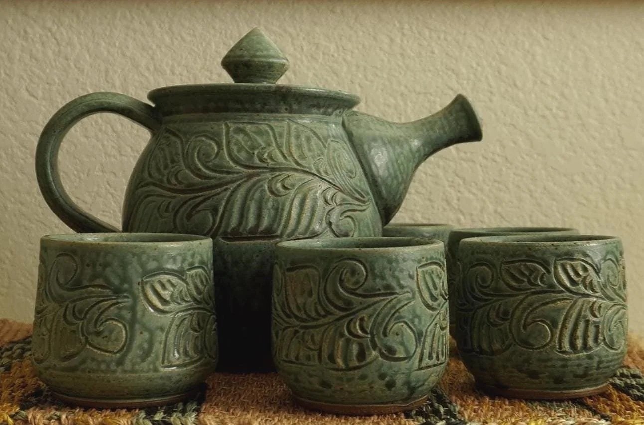 Vintage Blaisdell Ceramic Teapot 5 Pc Set