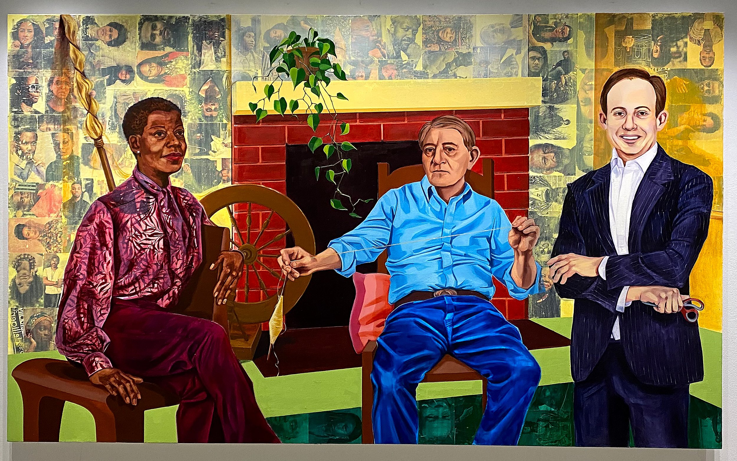   The Three Fates (After Njideka Akunyili Crosby)     2025 
| Oil on canvas
64 x 106 inches