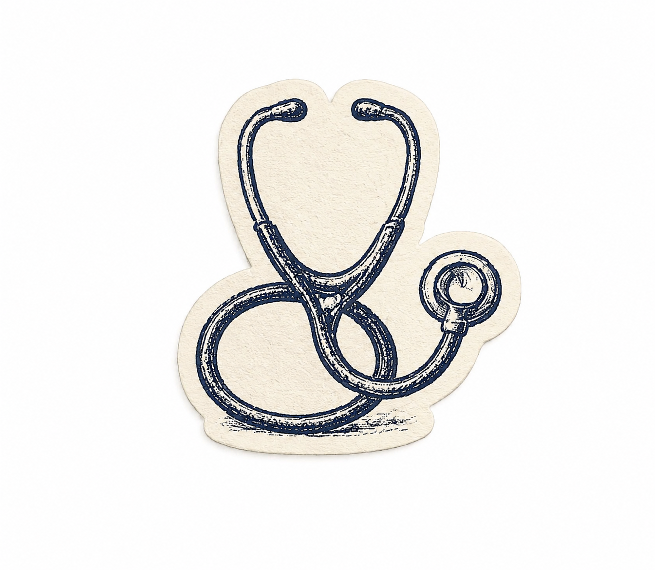 Illustration of a stethoscope on a beige background.