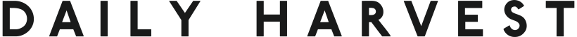 Text reading 'DAILY HARVEST' in black on a white background.