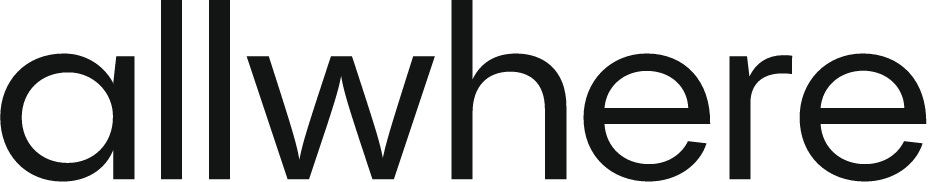 Black text on a dark background spelling 'allwhere'.