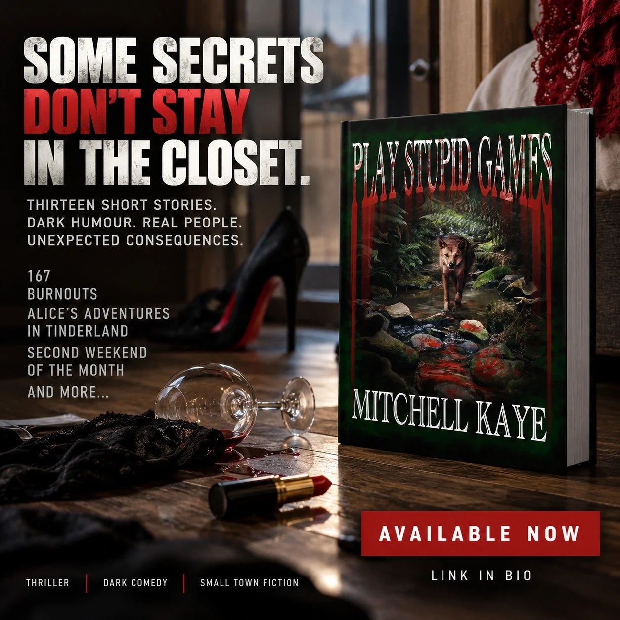 Everyone has secrets. Some are just better at keeping them.

Play Stupid Games is fourteen stories about ordinary people, bad decisions and the consequences nobody saw coming.

From 167 and Burnouts to Alice&rsquo;s Adventures in Tinderland and Secon