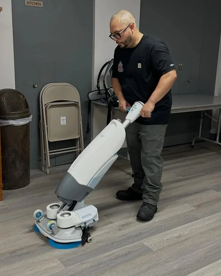 S&L Commercial Cleaning performing professional floor cleaning in a Central Pennsylvania commercial facility.